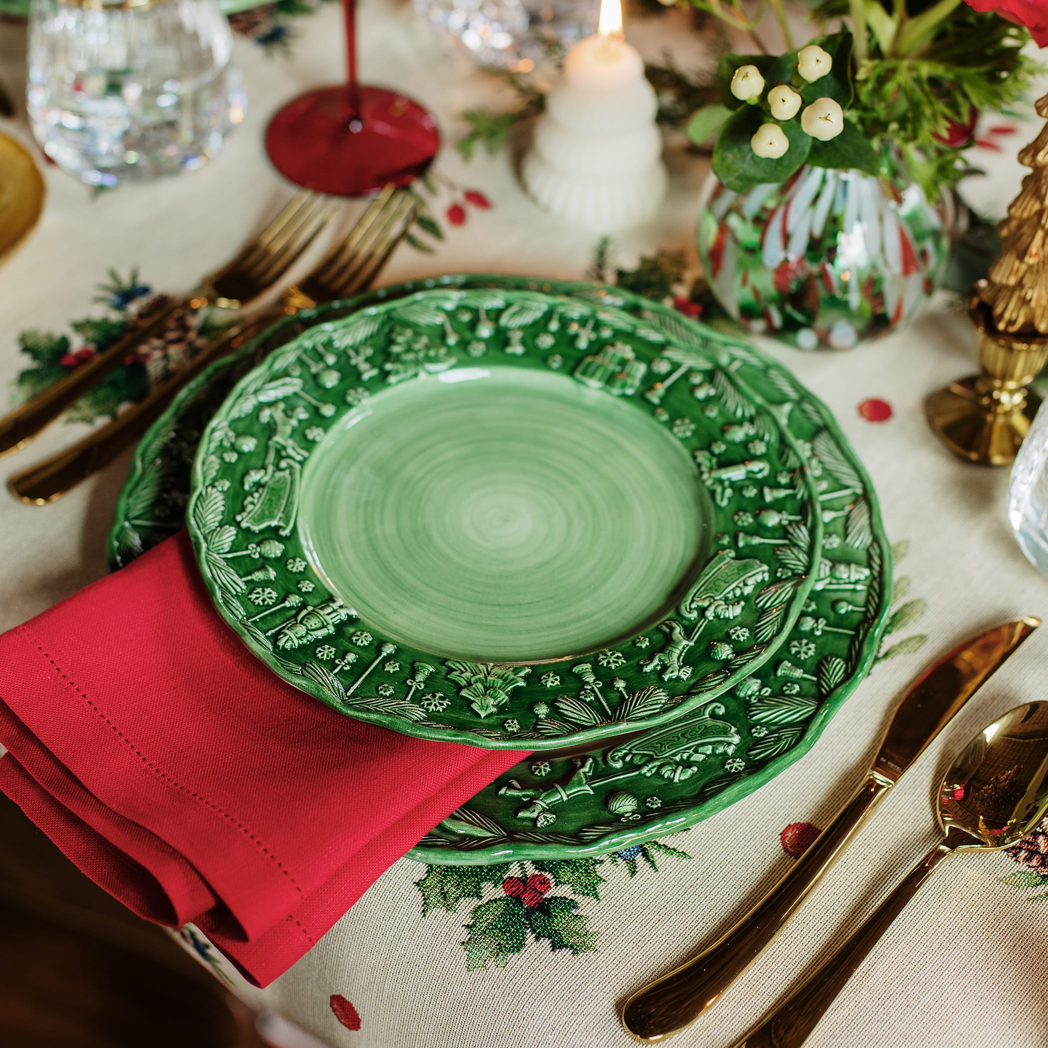 Fiabe di Natale Green Dinner Plate