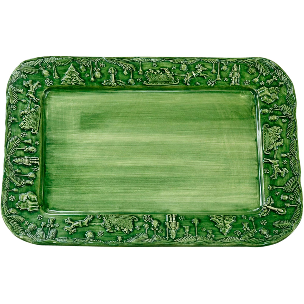 Fiabe di Natale Green Rectangular Platter